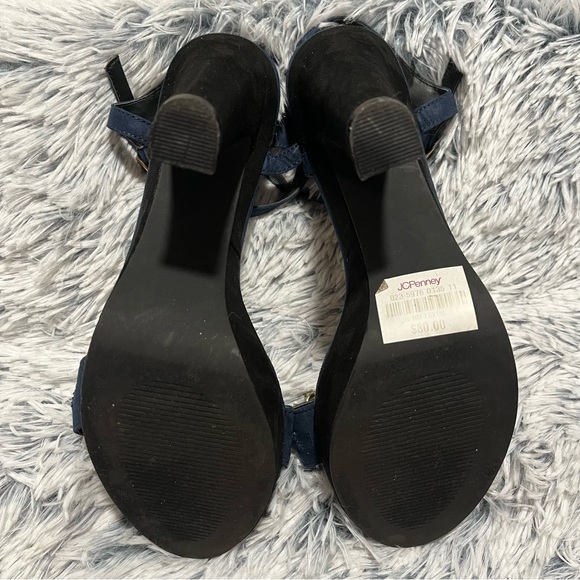 N by Nicole Miller Blue Lexus Jeweled Block Platform Heels - Size 10 - Picture 7 of 16